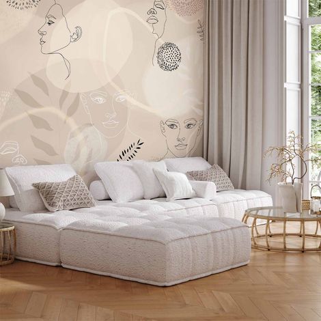 Papier peint beige à motifs linéaires (1/5)
