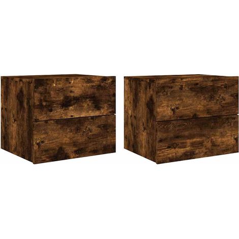 Maison Exclusive - Wand-Nachttische mit LED-Leuchten 2 Stk. Räuch