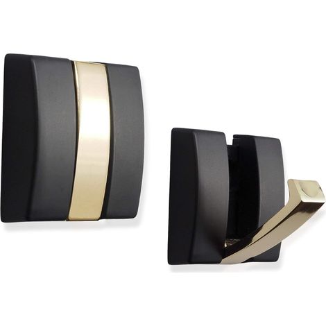 Ahlsen Ganchos plegables para abrigos, ganchos de pared de aluminio resistentes para ahorrar espacio, ganchos retráctiles para colgar abrigos, bufandas (negro/dorado, juego de 2) (1/5)