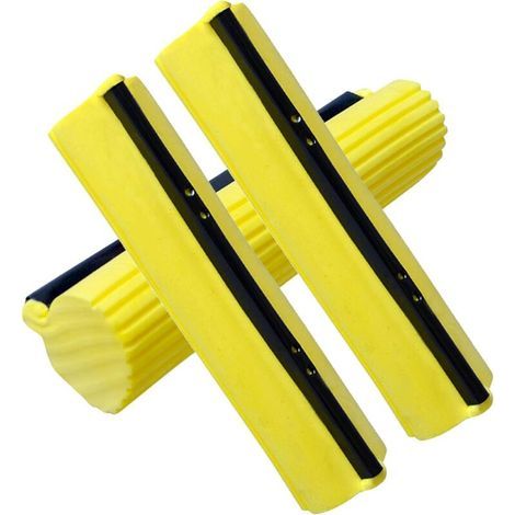 Recharges de tête de vadrouille éponge absorbante,tête de serpillère,tampons de Balai Pack de 3 tampons éponge de Rechange Mop,Jaune (1/4)