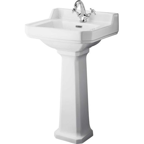Hudson Reed Richmond Basin and Comfort Height Full Pedestal 500mm Wide - 1 Tap Hole (1/2)