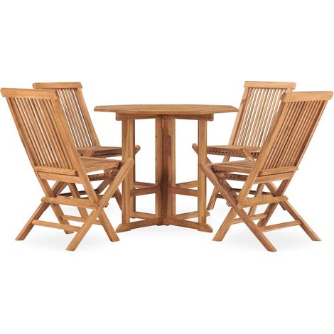 Maison Exclusive - Set de comedor de jardín plegable 5 pzas mader (1/5)