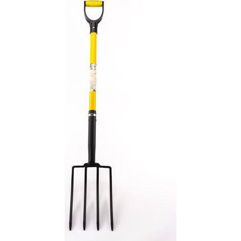Fourche à bêcher 4 dents – Tête en acier trempé – Manche en fibre de verre – Poignée ergonomique pour sols compacts (1/5)