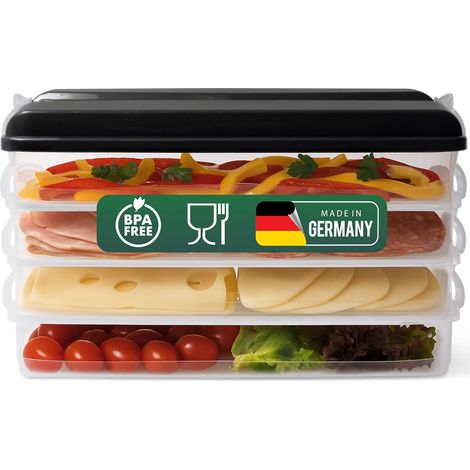 Novaliv 4x petits récipients de conservation des aliments avec 1x couvercle, empilables pour réfrigérateur et congélateur, ensemble de récipients de