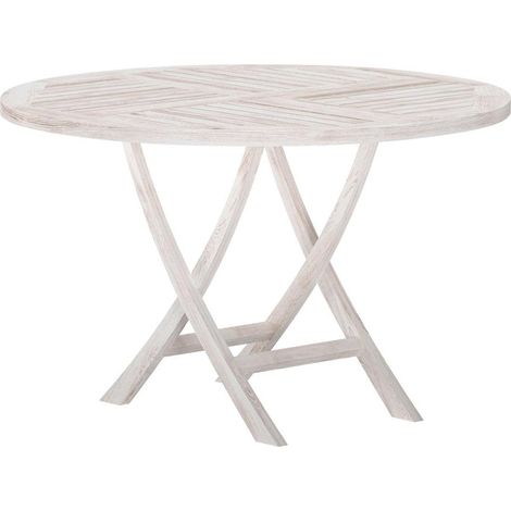 Table de Jardin Ronde "Kenya" 120cm Naturel Blanchi