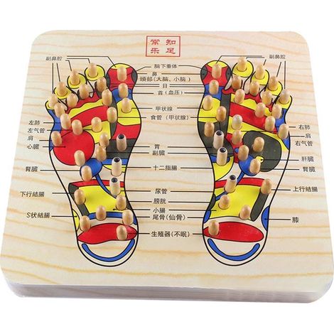 Planche de massage des pieds en bois – stimulateur de points d'acupression – carte de réflexologie plantaire (1/5)