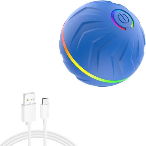 Balle pour chien à roulement automatique rechargeable par USB avec lumière LED, jouet interactif pour animaux de compagnie, convient aux chats et aux chiens. (1/5)