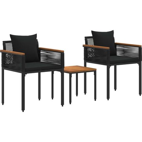 Maison Exclusive - Ensemble de meubles d'extérieur avec coussin Noir polyrotin