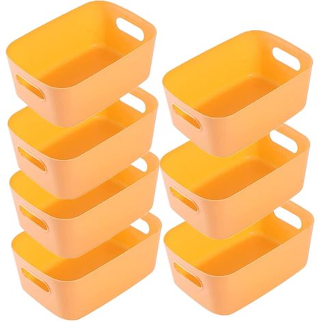 Panier de Rangement Jaune 20x14x7cm, Bac Plastique pour Salle de Bain et Cuisine, Coloré Épaissie et Durable