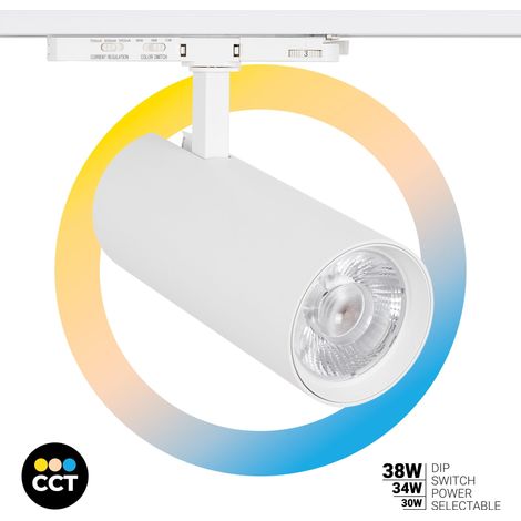 Faretto LED a binario trifase - Potenza regolabile: 30W/ 34W/ 38W