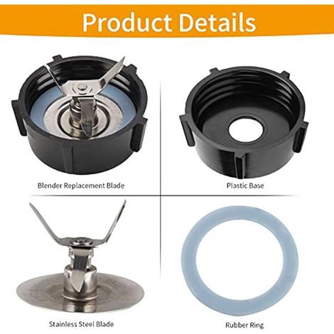 Kit Remplacement Mixeur 3 Pièces Lame Acier Inoxydable Bague Étanchéité Caoutchouc Base Inférieure, 6000 Tours Minute, Pulvérisation Glacons Fruits, Compatible 600W (1/3)