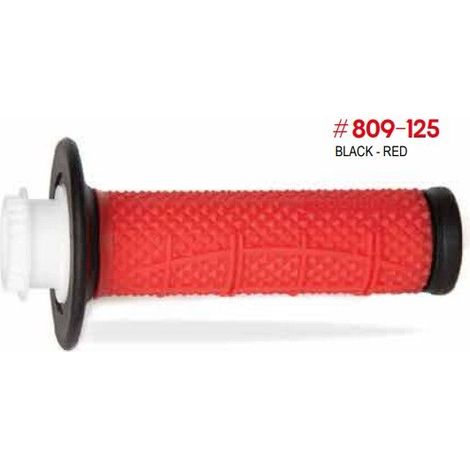 Puños Progrip 2025/12 PG809 para todoterreno con sistema de bloqueo SCS + 7 adaptadores de acelerador (22+25 mm) color negro rojo, dos componentes, tipo gofre, L 115 mm (809-125) (1/3)