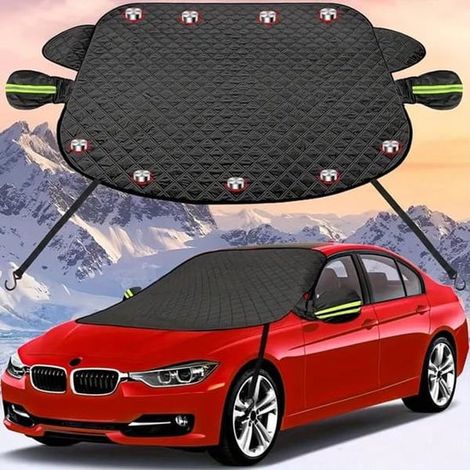 Pare-soleil avant 5 couches – Protection neige, givre, UV et pluie – Bandes réfléchissantes – Toutes saisons – Voiture et SUV (1/5)