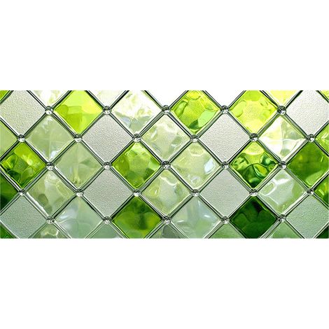 Decorative window film, green diamond pattern, 45 x 100 cm, stained glass effect, UV resistant, opaque. (1/5)