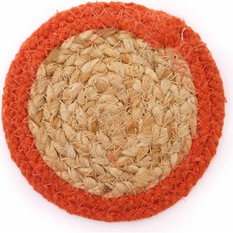 Dessous de Verre Naturel - Jute & Coton 10cm (lot de 4) - Clay Boarder- Vendu par 1 (1/3)