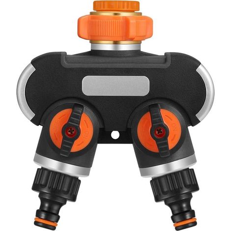 Autres accessoires de robinetterie Distributeur Arrosage 2 Voies, Séparateur de Tuyau D'arrosage, Raccord Tuyau D'arrosage, Débit D'eau Réglable, Idéal pour Robinet Extérieur (1/5)