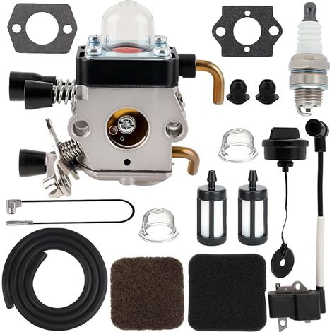FS85 FS80R Carburateur pour STHIL FS85R FS80 FS72 FS74 FS75 FS76 FS85RX HS72 HS74 HS75 HS76 HS80 HS85 HL75 FH75 FC75 Tondeuse à Fil KM85 HS85 C1Q-S42 C1Q-S63A avec Bobine d'allumage