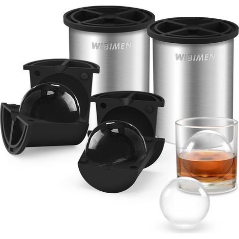 Eiswürfelbereiter 6,4 cm klare Eisbälle Edelstahl BPA-frei 2er-Set (1/5)
