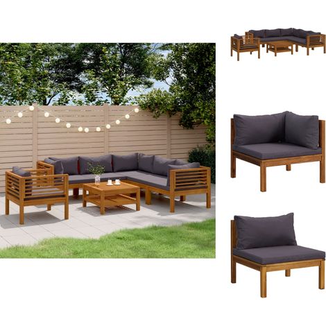 Gartenmöbel-Sets - Living 7-tlg. Garten-Lounge-Set mit Auflage Massivholz Akazie (1/5)