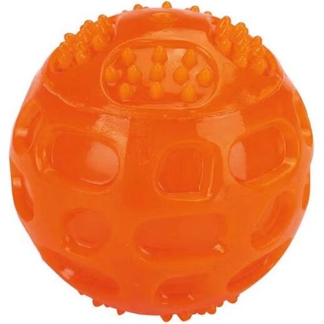 Balles Jouets Sonore 3 Pcs pour Chiens Caoutchouc Solide Et Résistant Indestructible Rebondissante pour Entraînement(Orange)