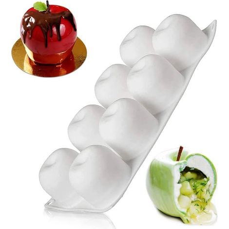 EGoods – Silikonform mit 8 Vertiefungen für 3D-Apfelformen – Ideal für heiße Schokoladenbomben, Kuchen, Gelee und Kuppelmousse (1/5)