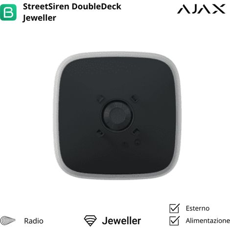 38181 - Jeweller - StreetSiren DoubleDeck - Sirena wireless da esterno con pannello frontale personalizzabile N.B. i brandplates sono venduti separatamente - colore black - Ajax sicurezza wireless