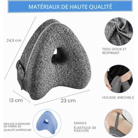 Coussin de Jambe, Genouillère Ergonomique pour Dormir, Genouillère en Mousse à mémoire de Forme avec Sangle pour dormeur latéral, Coussin de Soutien de Jambe avec Housse Amovible (1/4)