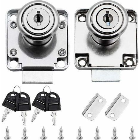 2 Pack Serrures à Cylindre pour Tiroirs et Armoires – Robustes, Épaisseur 20 mm, Convient Placards, Meubles de Bureau et Rangement (1/5)