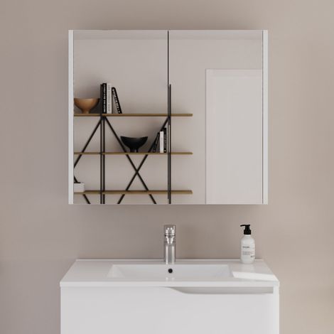 Armoire de toilette miroir 70x70cm - blanc - MIRANO (1/5)