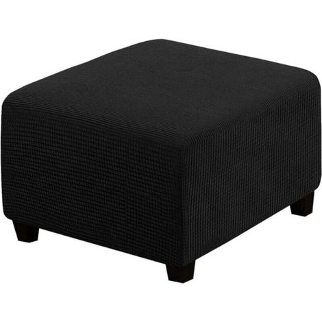 Housse de tabouret carrée élastique pour tabouret de rangement et repose-pieds (noir) (1/4)