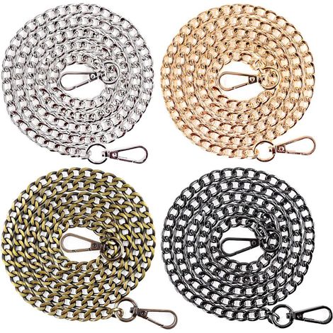 Set of 4 Luxury Flat Replacement Straps with Buckles for DIY Handbag Making (Gold, Silver, Bronze, Gunmetal) (1/5)