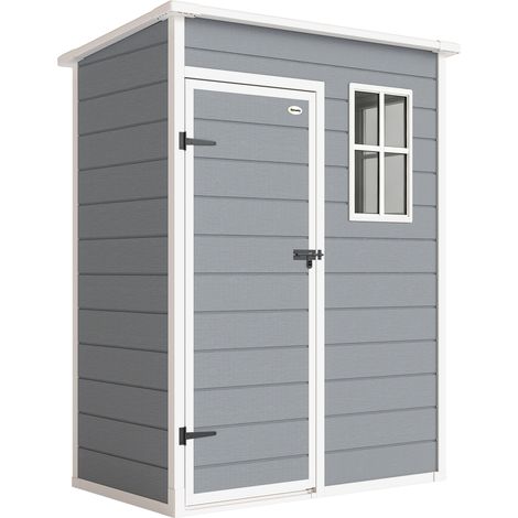 Abri jardin 1,14 m² rangement outillage - porte sécurisée avec serrure, ventilation et fenêtre - 151 x 92 x 193 cm - plastique gris (1/5)