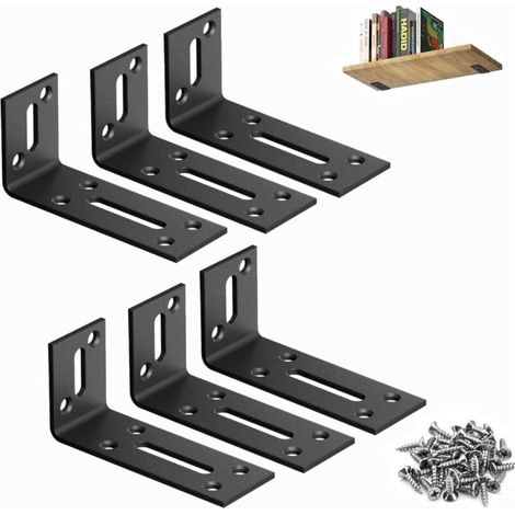 6 black L-shaped brackets 80 x 40 mm, 90° mounting angle, suitable for desks, bookcases - corrosion-resistant, stable and durable (1/5)