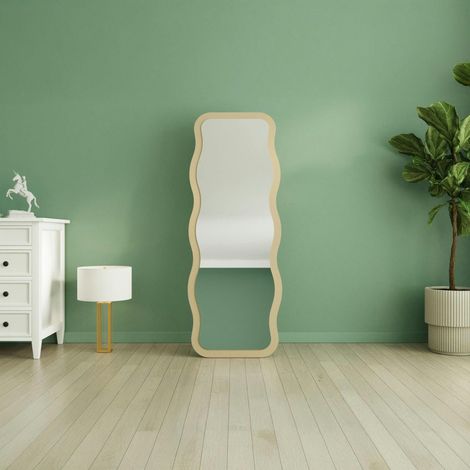 Miroir plein pied tendance beige, motif vague 160 cm CODY (1/5)