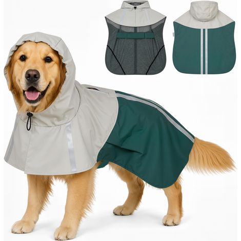 PawHut Dog Raincoat with Hood, Dog Rain Jacket, for Large Dogs, L (1/5)