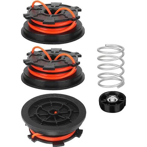 3 bobines, 1 capuchon de bobine, 1 ressort pour coupe-bordures MTD Troy-Bilt Bolens, pièce détachée, références 753-1156, 791-153066B et 791-6 (1/5)