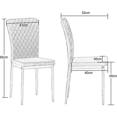 Jymtom – Lot de 6 chaises en tissu daim gris clair – Dossier capitonné ergonomique – Pieds en métal – Charge max 120 kg