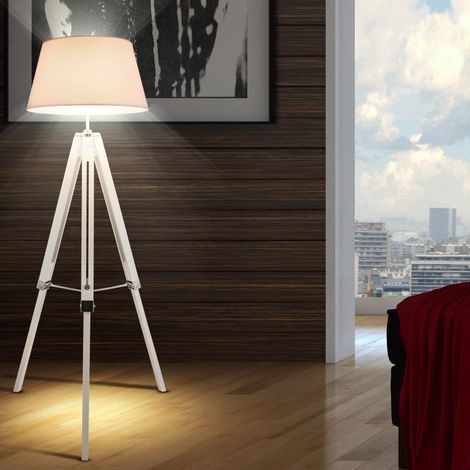 Lampada da terra sala da pranzo legno tavolo laterale soffitto proiettore tessuto lampada altezza regolabile Globo 58292
