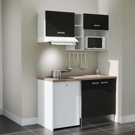 Kitchenette K13L-PT avec électroménager - 140 cm - plan stratifié, évier inox