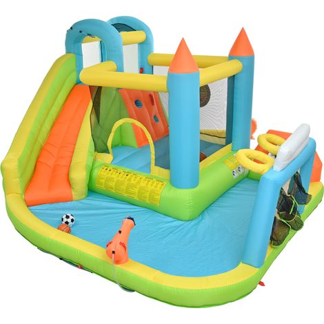 Château gonflable pour enfants avec toboggan et souffleur 450 W, 360 x 320 x 200 cm (1/5)