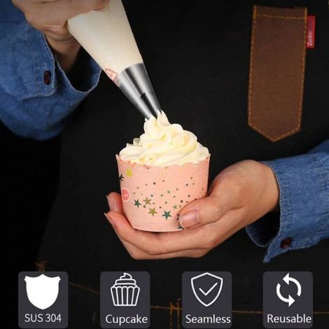 Six grandes douilles professionnelles pour la décoration de gâteaux et cupcakes, compatibles avec les poches à douille. (1/4)