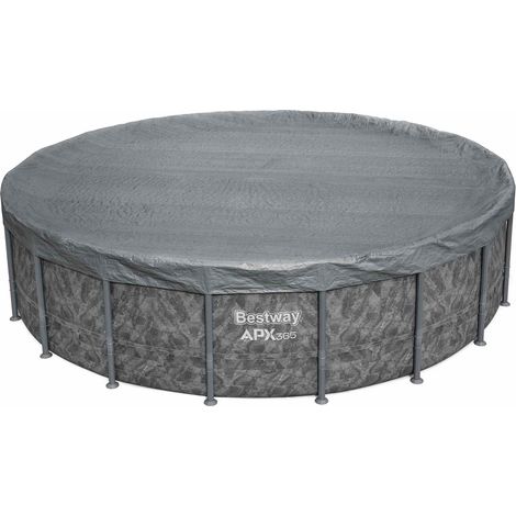Poolabdeckung Ø5,49 m Rund Polyester Grau Bestway