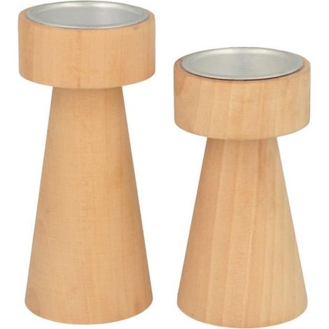 Bougeoirs en bois - Artemio - Coniques - 10 et 12 cm - Personnalisables - Intérieur