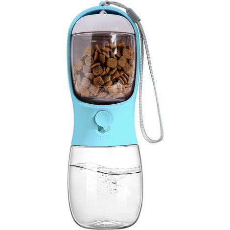Wasserflasche für Hunde und Welpen - 300 ml - Auslaufsicheres Design - Inklusive Futternapf - Ideal für Reisen. (1/3)