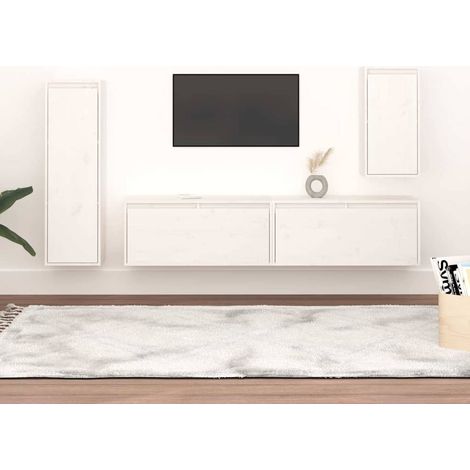 Meubles TV 4 pcs Blanc Bois massif de pin (1/5)