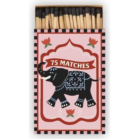 Paddywax Scatola di Fiammiferi Decorata "A Dopo" - Elefante Nero (75 pz)