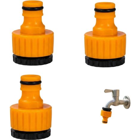 2 en 1 Raccord de Robinet 3 Pack,1/2” et 3/4” Adaptateurs Robinet,Universel Tuyau D'arrosage,Connecteur Jardin,Set pour l'Irrigation Jardin (Jaune) Jaune -