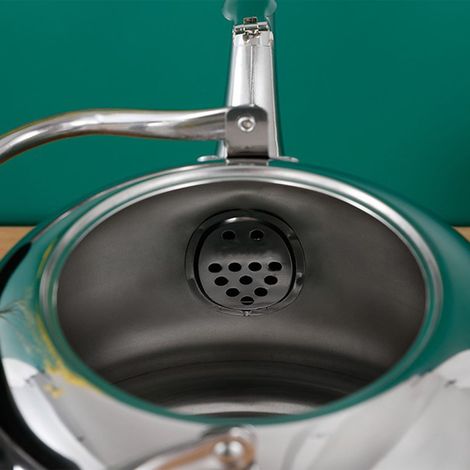 Bouilloire domestique de 2 L en acier inoxydable 304 épais avec infuseur à thé, compatible avec les plaques de cuisson à gaz et à induction, avec fonction sonore et poignée. (1/5)