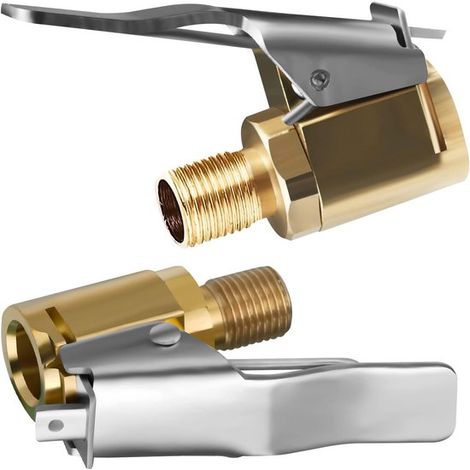 Adattatore per valvole per pneumatici auto, 6 ugelli di gonfiaggio in ottone, clip di conversione per valvole per pneumatici, compatibile con tutte le valvole per pneumatici con filettatura. (1/5)