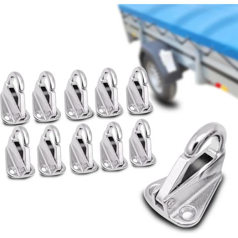 Ganci anti-turbolenza, adatti per barche, moschettoni, yacht o camper, realizzati in acciaio inox, confezione da 10, con ganci a molla (ganci ad anello). (1/5)